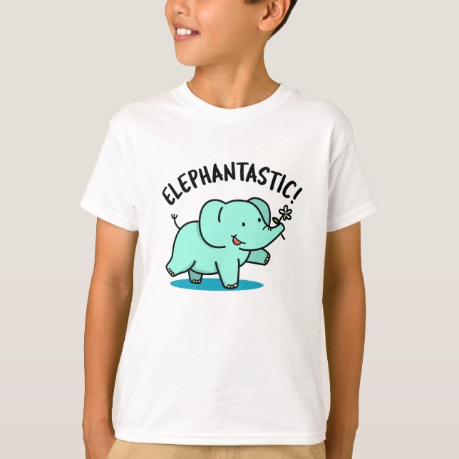Elephantastic Funny Elephant Pun T Shirt (Framsida)