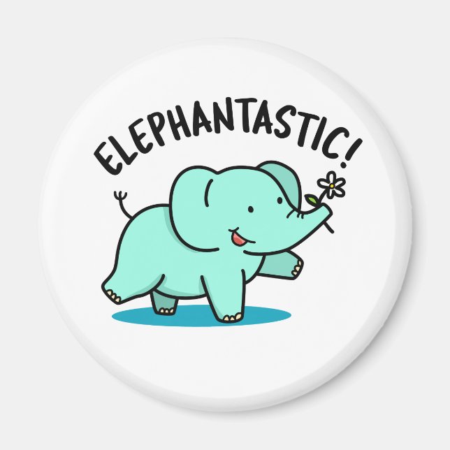 Elephantastic Funny Fantastic Elephant Pun Magnet (Framsidan)