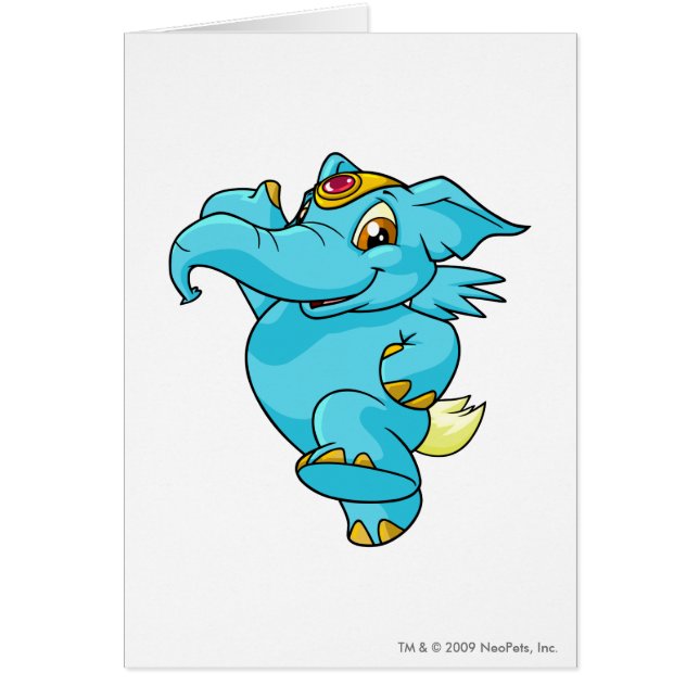 Elephante blått hälsningskort (Framsidan)