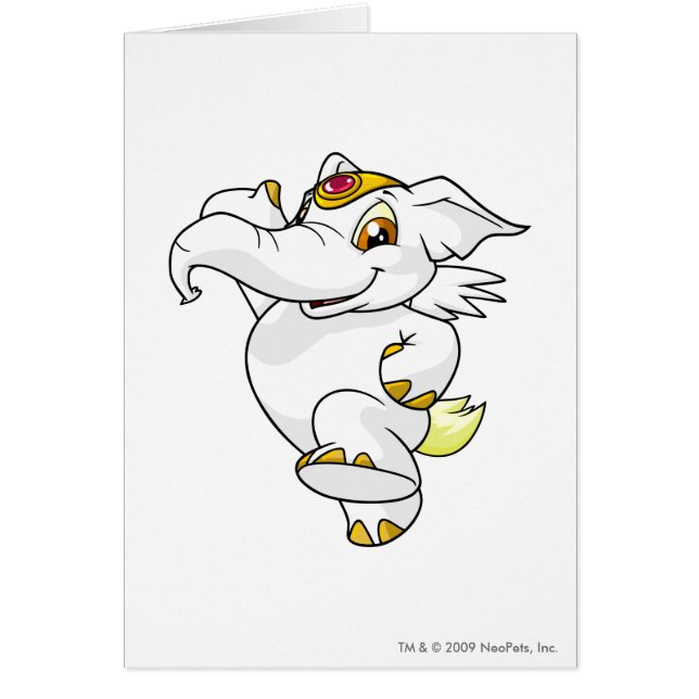 Elephante vit hälsningskort (Framsidan)