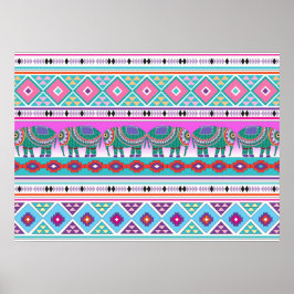 Elephanter med Aztec Mönster Beresh Poster