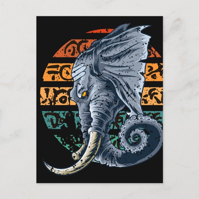 Elephantopus Elephant Tentacle Trunk Lovecraft Vykort (Framsida)