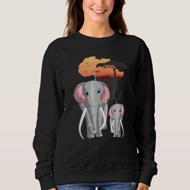 Elephants Afrika Animal Kids Sunset Elephant T Shirt (Framsida)