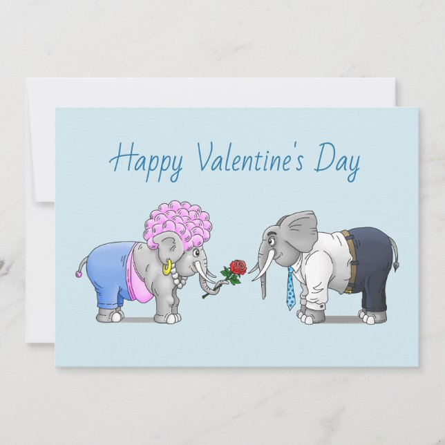 Elephants Alla hjärtans dag Julkort (Framsida)