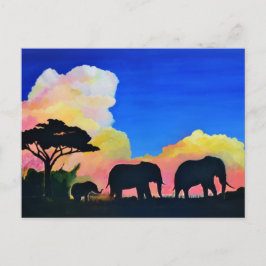 Elephants at Dusk Vykort