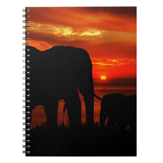 Elephants at Sunset Anteckningsbok (Framsidan)