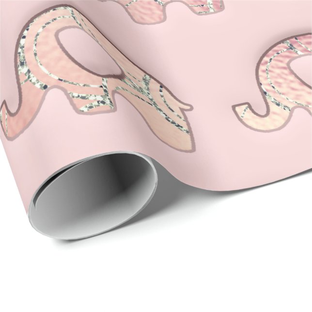 Elephants Baby Shower Girl Rosa Peach Ro Presentpapper (Rullad Hörn)