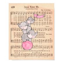 Elephants Balancing on Boll Music Nursery Art