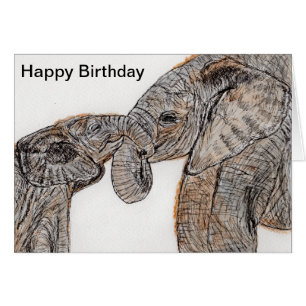 Elephants Birthday Card morsa pappa son dotter osv Hälsningskort