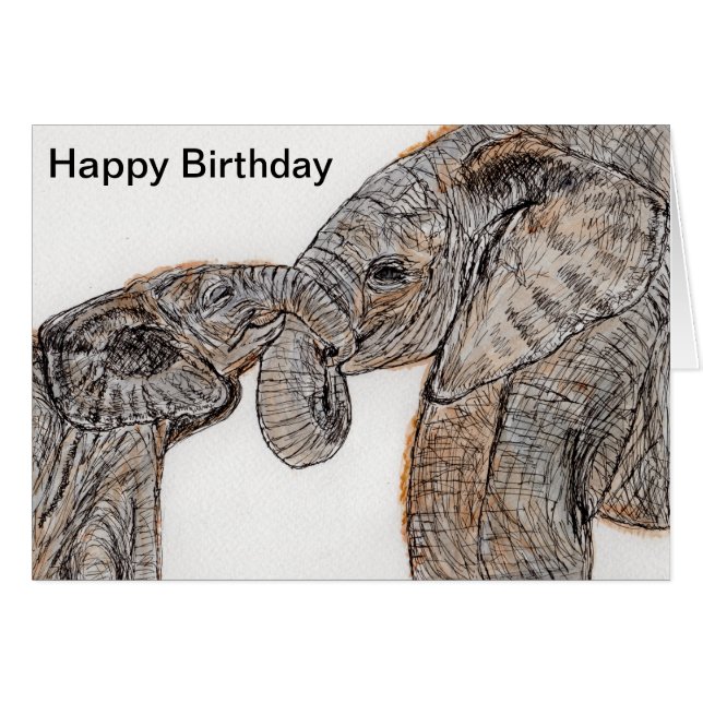 Elephants Birthday Card morsa pappa son dotter osv Hälsningskort (Framsidan Horizontal)