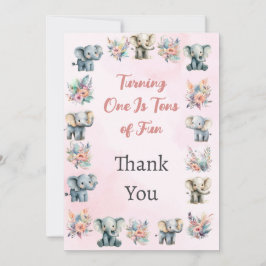 Elephants Boho Jungle Flower Rosa Tack ditt kort
