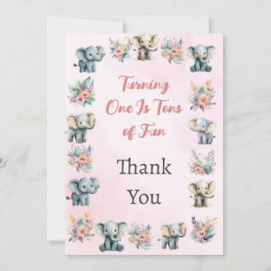 Elephants Boho Jungle Flower Rosa Tack ditt kort