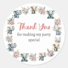Elephants & Boho Jungle Flowers Birthday Sticker Runt Klistermärke