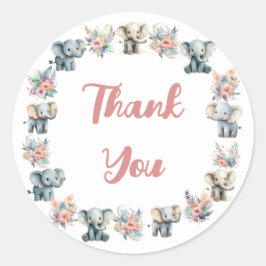 Elephants & Boho Jungle Flowers Birthday Sticker Runt Klistermärke