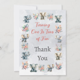 Elephants Boho Jungle Flowers Grått Tack för ditt  Inbjudningar