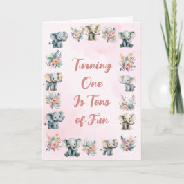 Elephants & Boho Jungle Flowers on Rosa Birthday Inbjudan