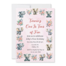 Elephants & Boho Jungle Flowers on Rosa Birthday