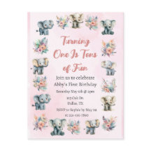 Elephants & Boho Jungle Flowers on Rosa Birthday