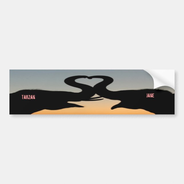 Elephants Bumper Stickers - Elephants i Kärlek Bildekal (Framsidan)