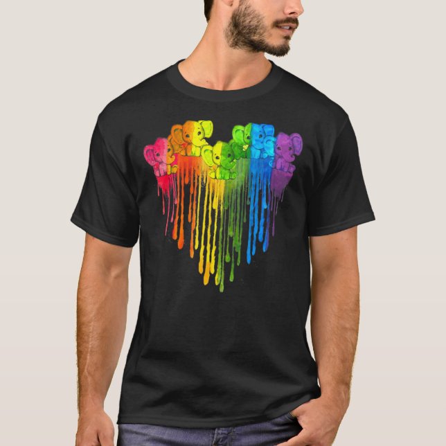 Elephants Dripping Heart Lgbt T Shirt (Framsida)