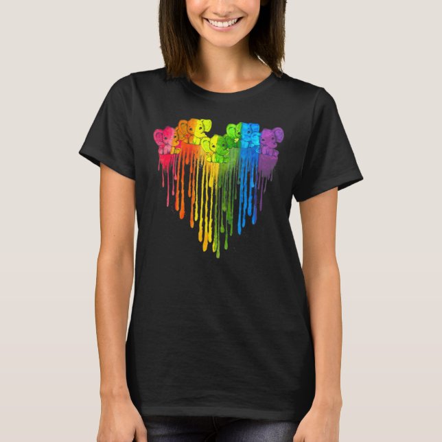 Elephants Dripping Heart Lgbt T Shirt (Framsida)