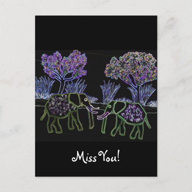 Elephants Electric Valentine Postcards Helg Vykort (Framsida)
