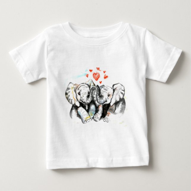 Elephants Family Baby T-Shirt Painting Kärlek (Framsida)