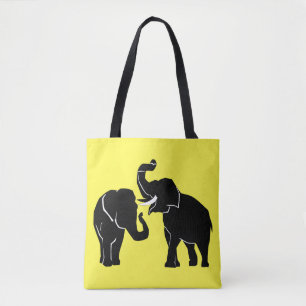 Elephants Family Tote Bag Gult - Ditt Färg Tygkasse