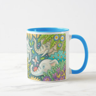 Elephants Garden Folk Art RHandle Mugg Susan Brack