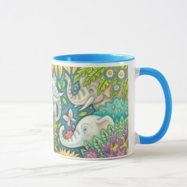 Elephants Garden Folk Art RHandle Mugg Susan Brack (Höger)