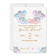 Elephant's Gender Reveal Invitation