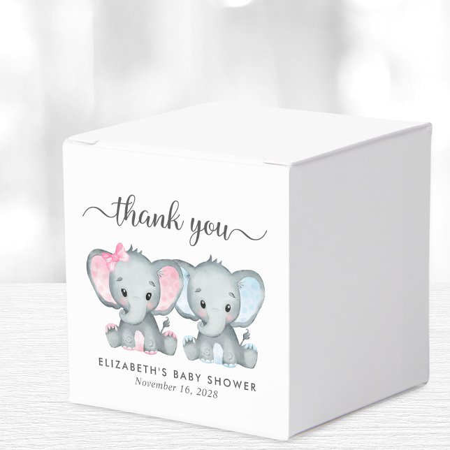 Elephants Girl Boy Twillingars Baby Shower Tack Presentaskar (Skapare uppladdad)