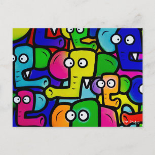 ELEPHANTS GRAFFITI vykort Ver.2