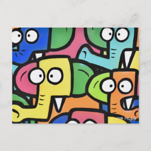 ELEPHANTS GRAFFITI-vykort Vykort