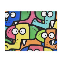 ELEPHANTS GRAFFITI-vykort