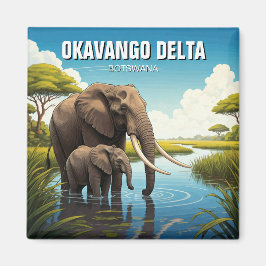 Elephants in Okavango Delta Botswana Magnet