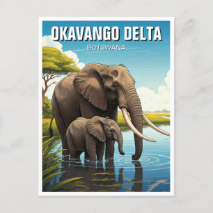 Elephants in Okavango Delta Botswana Vykort