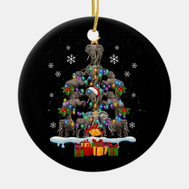 Elephants Julgran Elephant Älskare Animal Wil Julgransprydnad Keramik (Framsidan)