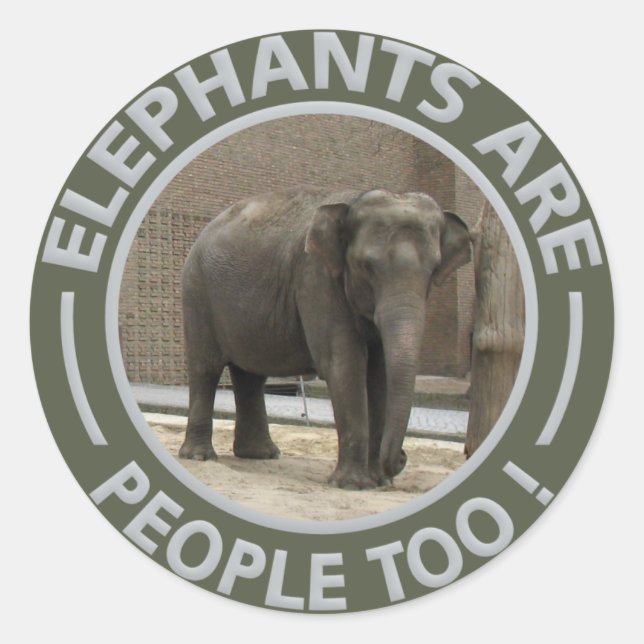 ELEPHANTS-klistermärken Runt Klistermärke (Framsida)