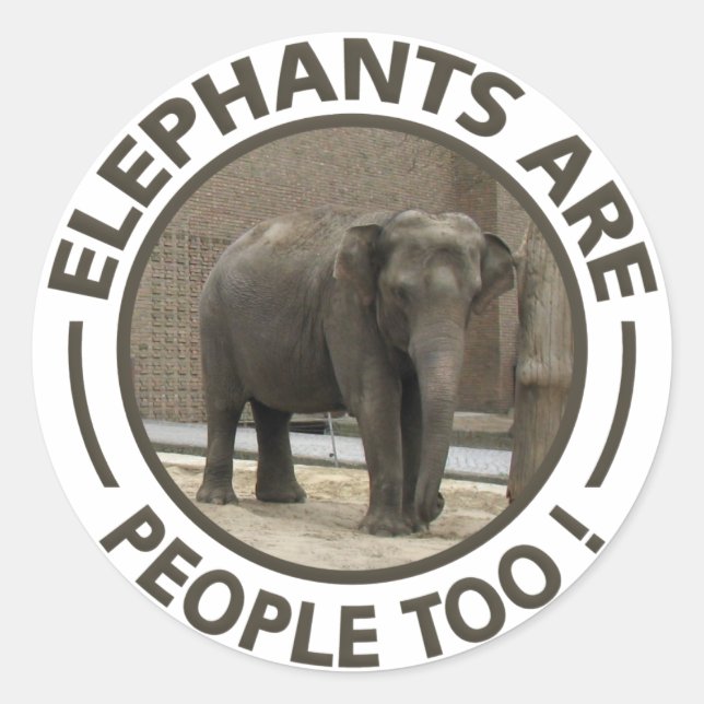 ELEPHANTS-klistermärken Runt Klistermärke (Framsida)