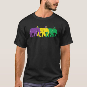 Elephants Lila Gult Louisiana Mardi Gras Women T Shirt