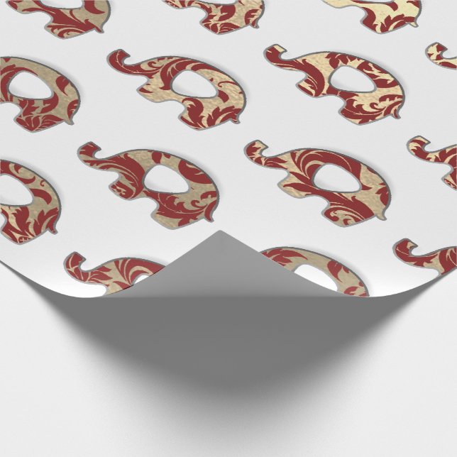 Elephants Lux Oriental Burgund Champaigne Guld VIP Presentpapper (Hörn)