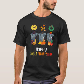 Elephants Lycklig Hallothanksmas Calf Halloween El T Shirt