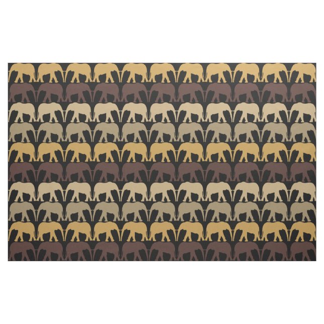 Elephants Mönster på Black Tyg (Fat Quarter)