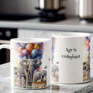 Elephants och Balloons Funny Age Joke Birthday Kaffemugg