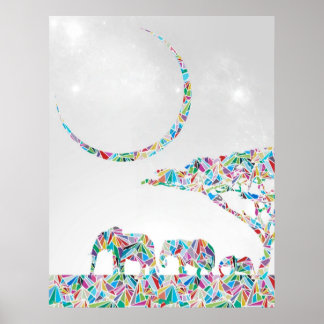 Elephants på Savannah Poster