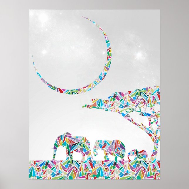 Elephants på Savannah Poster (Framsidan)