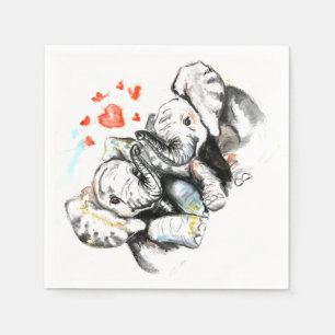 Elephants par Kärlek Napkins - Anpassadet Pappersservett