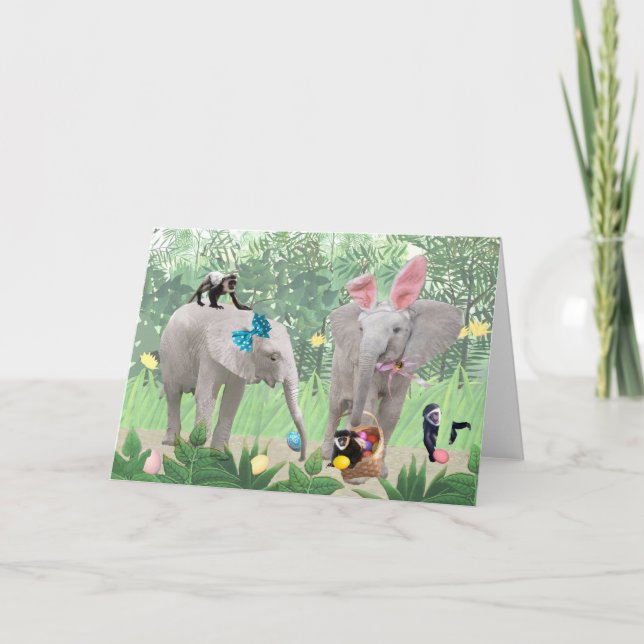 Elephants Påsk Greeting Card Helgkort (Framsida)
