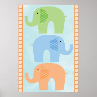 Elephants Pojke eller Girl Nursery Poster